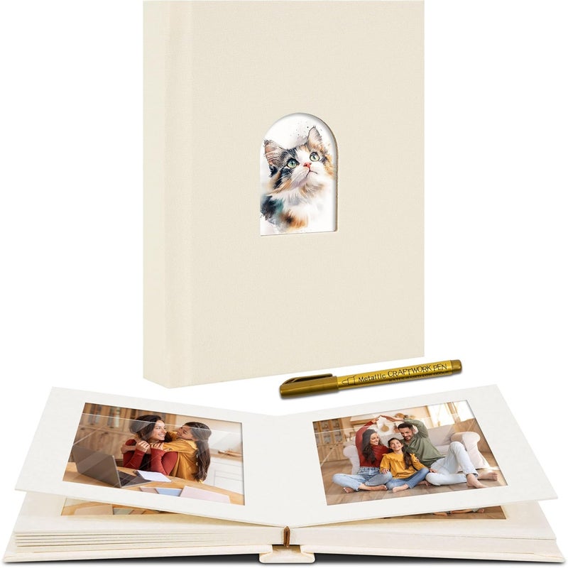 Remowith Premium Small Photo Album 4x6 with 20 Pockets, Linen Cover Memory Book with Writing Space Ideal for Wedding Photo Albums, Baby Books, and Travel Journals, Beige - Image 1